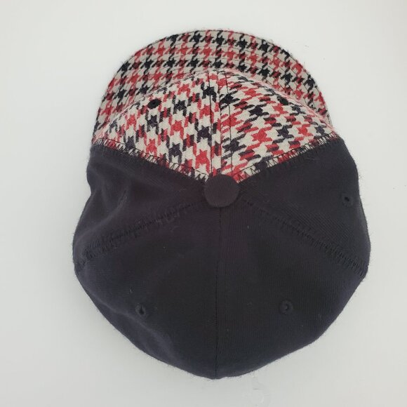 Men's TIMBERLAND Fitted Cap Black & Red Houndstooth Wool Blend Embroidered Logo - Picture 7 of 13